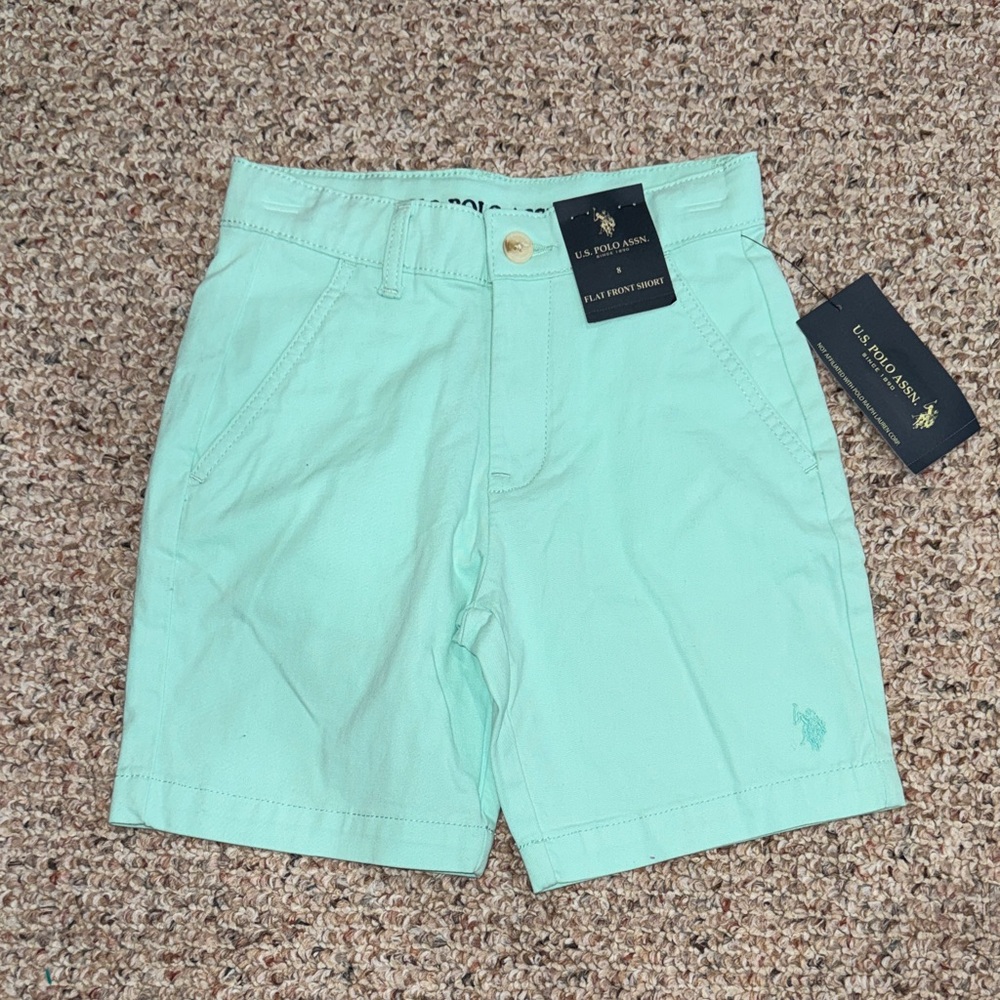 U.S. Polo Assn. Boys Mint Flat Front Shorts